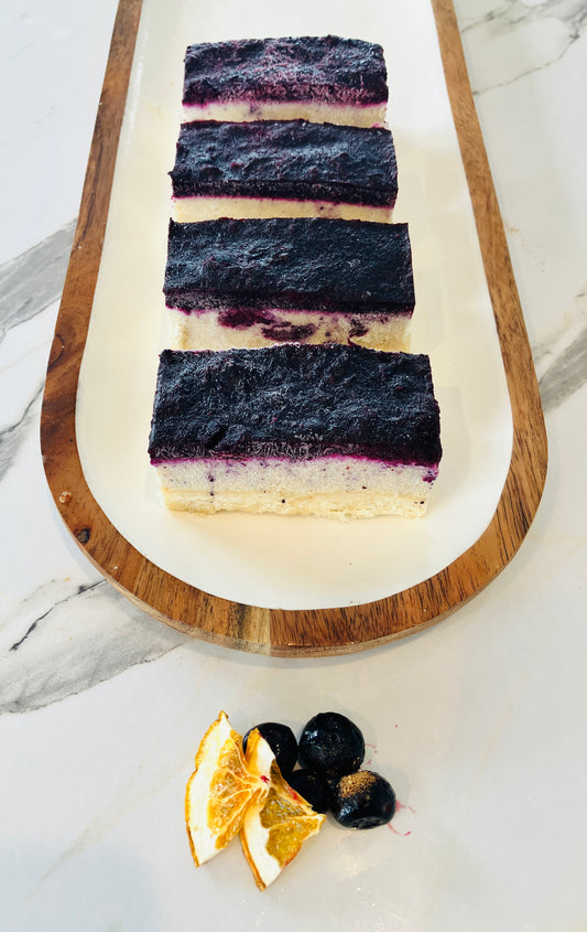 gluten free and vegan blueberry jelly tip slice made in New Zealand